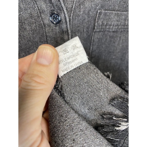 Francis Cabrel SMALL Faint‎ Black Denim Collared Pockets Frayed Hem Shirt Dress - Picture 8 of 8